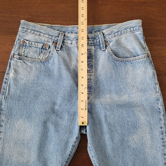 Levi's 501 Premium Original Cropped Medium Wash Button-Fly Raw Hem Jeans Size 31 - Picture 11 of 12